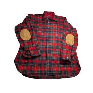 Pendleton Pure Virgin Wool Plaid Shirt XL Red Green Blue Vintage Flannel